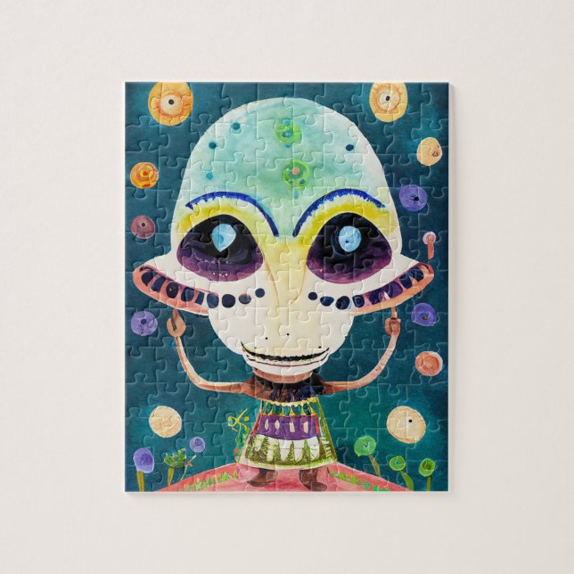 Kids Fun Game Colourful Cute Alien  Jigsaw Puzzle (Vertical)