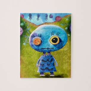 Kids Fun Game Colourful Cute Alien Jigsaw Puzzle