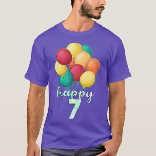Kids Fun Happy 7 Year Old Colourful Balloons 7th B T-Shirt