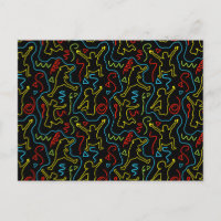 Kids Fun Jump Play Outline Neon Black Pattern