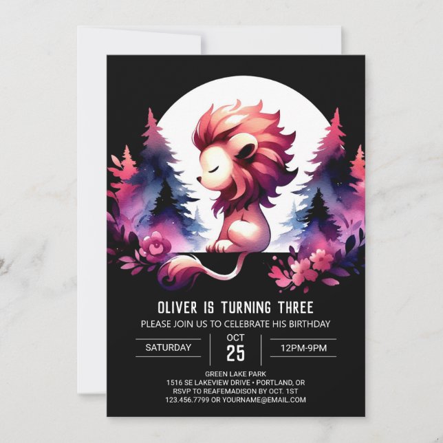 Kids Fun Lion Birthday Invitation (Front)