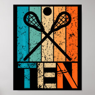 Kids Funny 10th Lacrosse Birthday 10 Year Old Birt Poster
