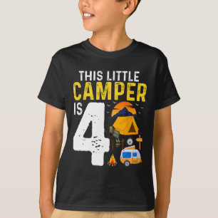 Kids Funny 4th Camping Birthday Camper Lover 4 Yea T-Shirt