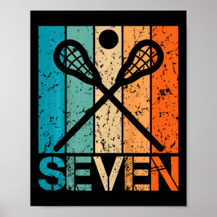 Kids Funny 7th Lacrosse Birthday 7 Year Old Birthd Poster