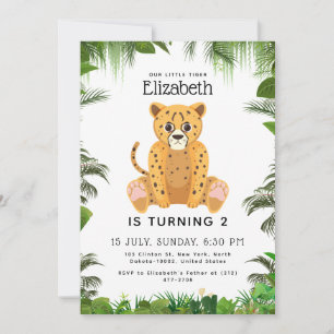 Kids Funny Birthday Celebration For Tiger Theme Invitation