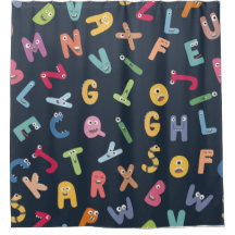 Kids Funny Colourful Alphabet Shower Curtain
