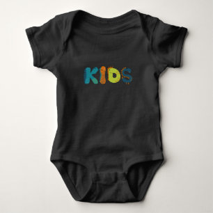 Kids Funny cute dinosaurs colorful design black Baby Bodysuit