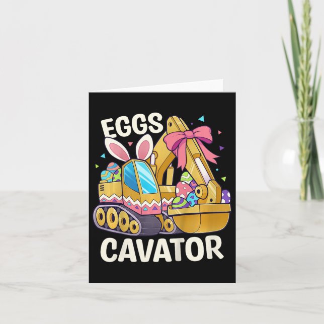 Kids Funny Easter Shirt Eggs Cavator Easter Basket Card (Front)