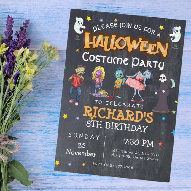 Kids Funny Halloween Costume Birthday Party Invitation (Creator Uploaded)