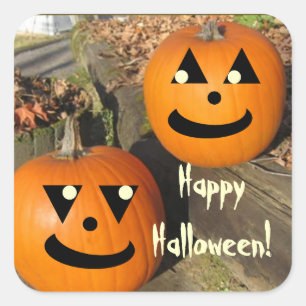 Kids Funny Halloween Country Pumpkins Square Sticker