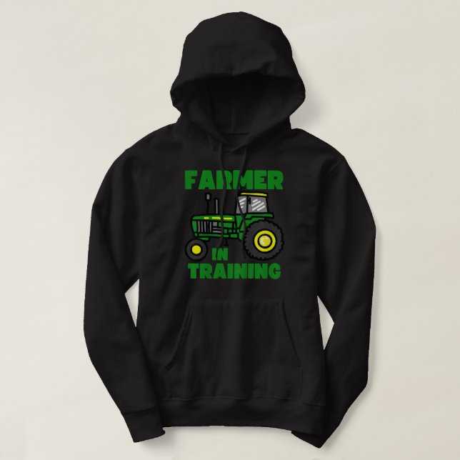 Kids Funny Tractor Boy Farmer In Training Farming  Hoodie (Design Front)