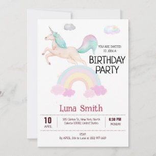 Kids Funny Unicorn theme Birthday Celebration Invitation