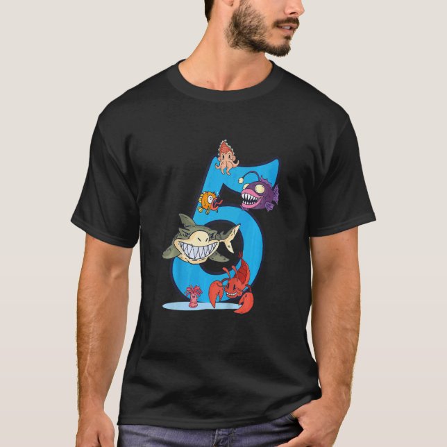 Kids Future Marine Biologist 5 Year 5th Birthday B T-Shirt (Front)