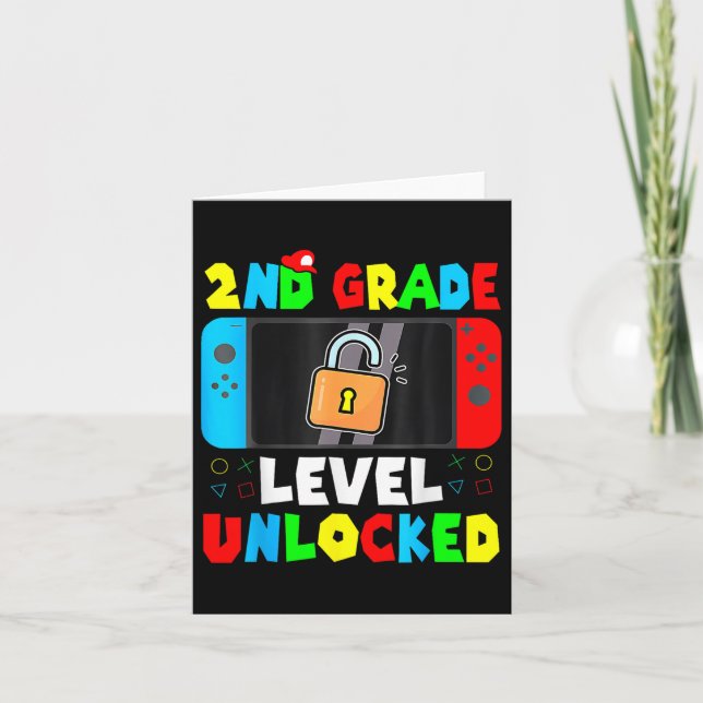Kids Game Gaming 2nd Grade Level Unlocked First Da Card (Front)