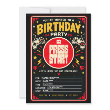 Kids Gamer Birthday Party Invitation