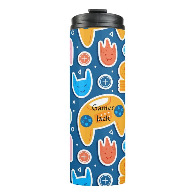 Kids' Gamers Blue Video Game Playstation Pattern Thermal Tumbler (Front)