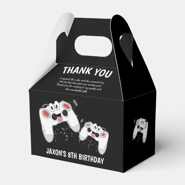 Kids Gaming Thank You Birthday Party Favor Box (Front Side)