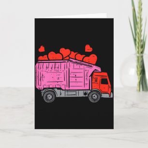 Kids Garbage Truck Hearts Toddler Boys Valentines Card