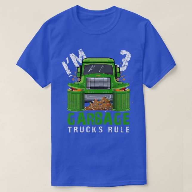 Kids Garbage Trucks Rule I'm 3 Years Old Garbage T T-Shirt (Design Front)