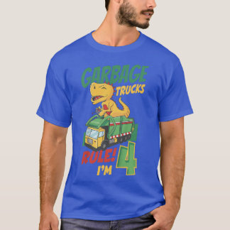 Kids Garbage Trucks Rule I'm 4 Years Old Garbage T T-Shirt