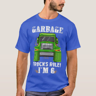 Kids Garbage Trucks Rule I'm 6 Years Old Garbage T T-Shirt