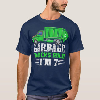 Kids Garbage Trucks Rule I'm 7 Years Old Garbage T T-Shirt