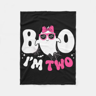 Kids Ghost Boo I'm Two 2nd Birthday Girl Halloween Fleece Blanket