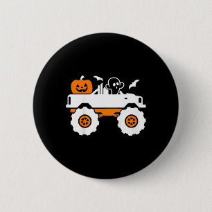 Kids Ghost Pumpkin Riding Monster Truck Lazy Hallo 2 Inch Round Button