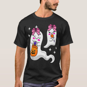 Kids Ghost Trick Or Treat Funny Halloween Costume T-Shirt
