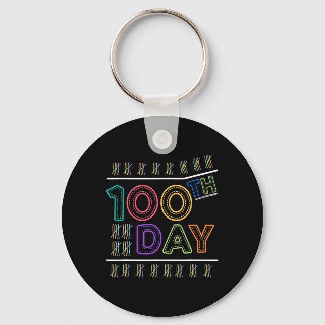 Kids Gift School Celebration 100th Day Of School  Keychain (Front)