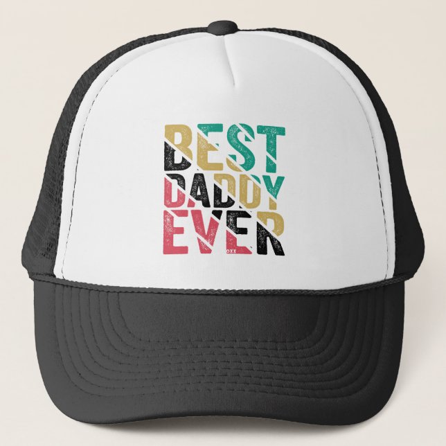 Kid's Gift To Father Modern Typography Best Daddy  Trucker Hat (Front)