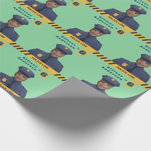 Kids Gift Wrap Police Birthday (Corner)