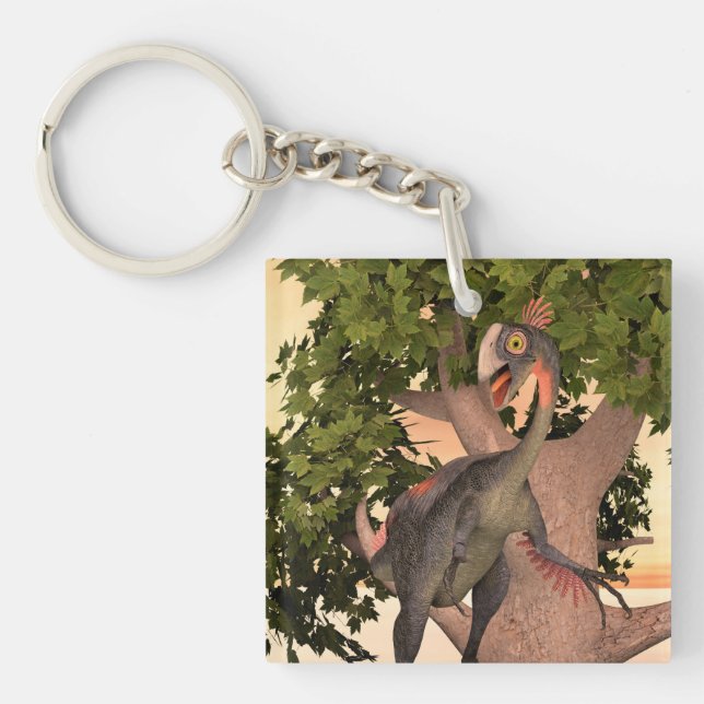 Kids Gigantoraptor Dinosaur Adventure Art Keychain (Front)