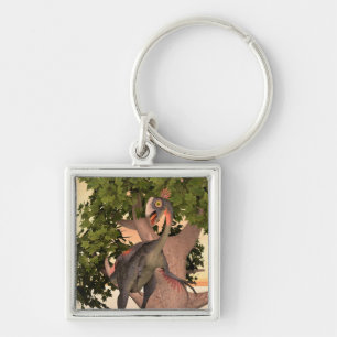 Kids Gigantoraptor Dinosaur Adventure Art Keychain