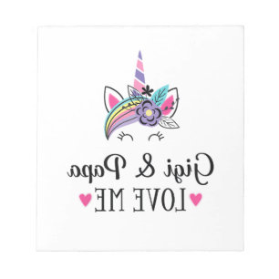 Kids Gigi and Papa Love Me Unicorn T-Shirt Notepad