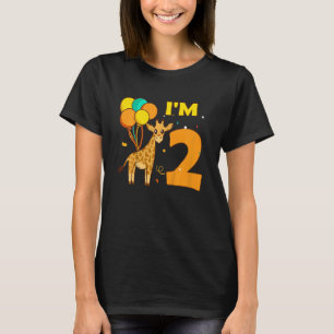 Kids Giraffe Animals Animal Love Girl I Am 2 Years T-Shirt