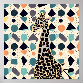 Kids Giraffe Colourful Dots Poster