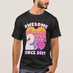 Kids Girl 2nd Birthday Awesome Since 2021 Pop it h T-Shirt