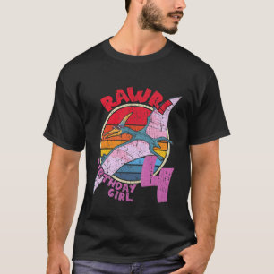 Kids Girl 4Th Birthday I Rawr! Pterodactylus I Fam T-Shirt