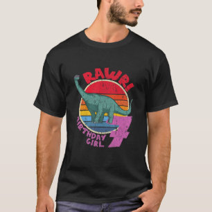 Kids Girl 7Th Birthday I Rawr! Brachiosaurus I Fam T-Shirt
