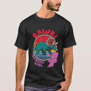 Kids Girl 7Th Birthday I Rawr! Triceratops I Famil T-Shirt