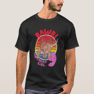 Kids Girl 9th Birthday I Rawr Stegosaurus I Family T-Shirt