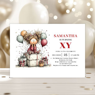 Kids Girl Birthday Invitation Cute Fun Aesthetic 