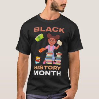 Kids Girl Reading Book Black History Month BLM Mel T-Shirt