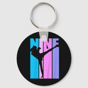 Kids Girls 9th Kickboxing Birthday Kickboxer Girl Keychain