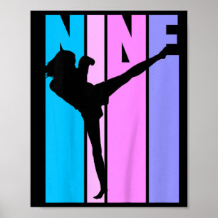 Kids Girls 9th Kickboxing Birthday Kickboxer Girl  Poster