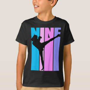 Kids Girls 9th Kickboxing Birthday Kickboxer Girl  T-Shirt