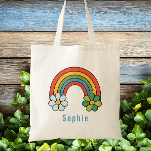 Kids Girls Cute Trendy Whimsical Rainbow  Tote Bag