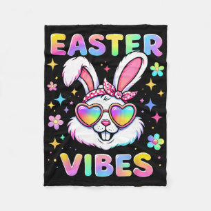 Kids Girls Easter Bunny Face Vibes Easter Kids Gir Fleece Blanket