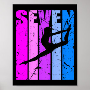 Kids Girls Gymnastics 7th Birthday Dance Dancing G Poster
